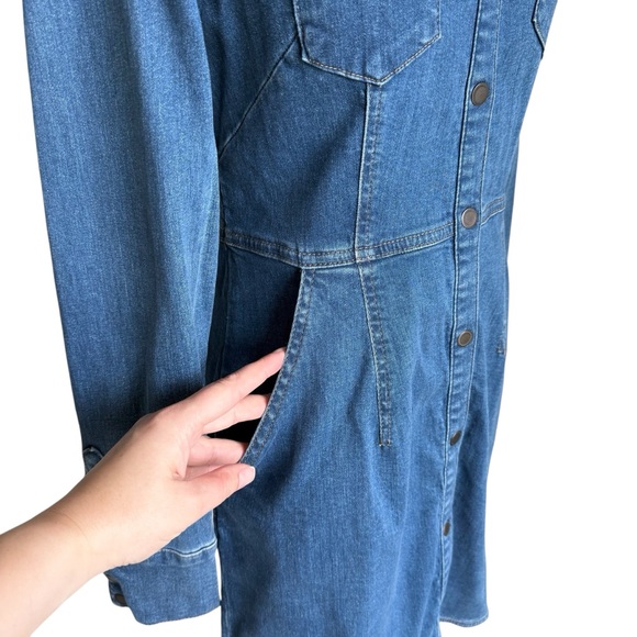 Free People Dynomite Denim Mini Shirt Dress Medium Wash Blue Sz S NWT - Picture 6 of 11